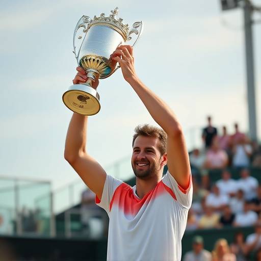 Jannik Sinner che solleva il trofeo dopo aver vinto un torneo di tennis.