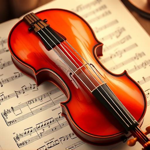 Un violino su uno spartito, simbolo della musica